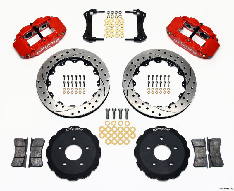 Wilwood Narrow Superlite 6R Front Hat Kit 13.06in Drill Red Backdraft Cobra (BMW E36 Based) Wilwood