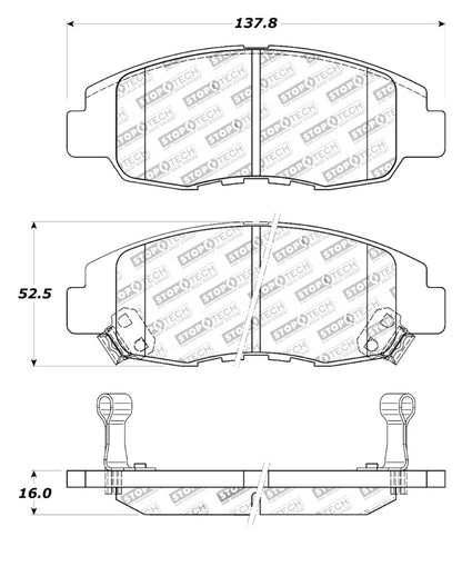 StopTech Street Touring 98-02 Honda Accord Coupe/Sedan Front Brake Pads - eliteracefab.com