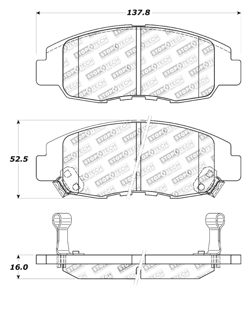 StopTech Street Touring 98-02 Honda Accord Coupe/Sedan Front Brake Pads - eliteracefab.com