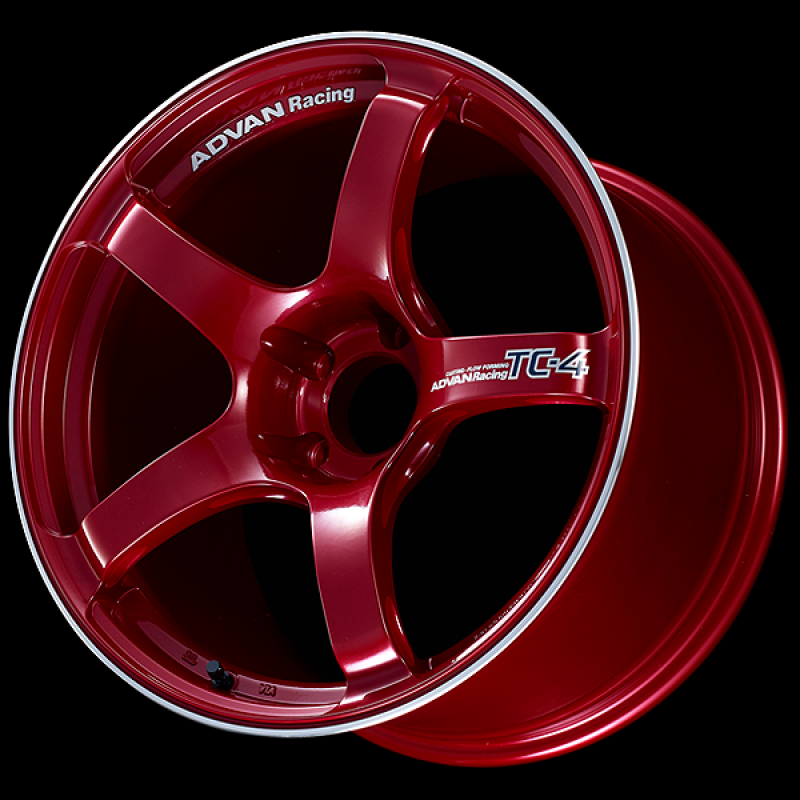 Advan YAD8I25ECRR TC4 18x9 +25 5-114.3 Racing Candy Red and Ring Wheel