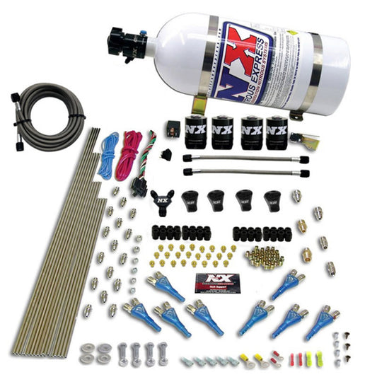 Nitrous Express Pro-Shk/Gas (200, 300, 400, 500, 600 HP) 4 Solenoids w/ 10 lb Bottle - 92006-10