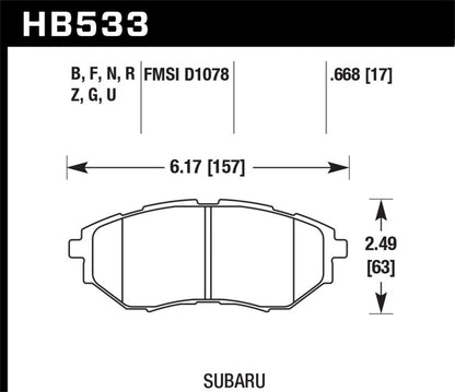 Hawk Performance DTC-70 Front Brake Pads - HB533U.668 Hawk Performance