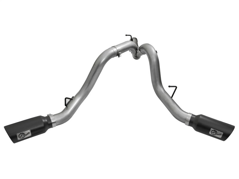 aFe LARGE Bore HD 4in Dual DPF-Back SS Exhaust w/Black Tip 16-17 GM Diesel Truck V8-6.6L (td) LML aFe