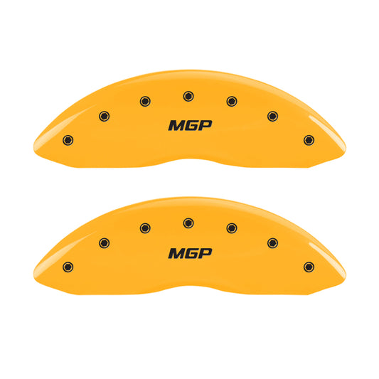 MGP 4 Caliper Covers Engraved Front & Rear MGP Yellow Finish Black Char 2005 Ford Excursion MGP