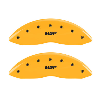 MGP 4 Caliper Covers Engraved Front & Rear MGP Yellow Finish Black Char 2009 GMC Savana 2500 MGP