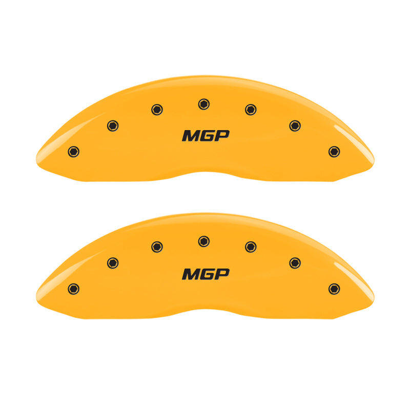 MGP 4 Caliper Covers Engraved Front & Rear MGP Yellow Finish Black Char 2006 Chrysler 300 MGP