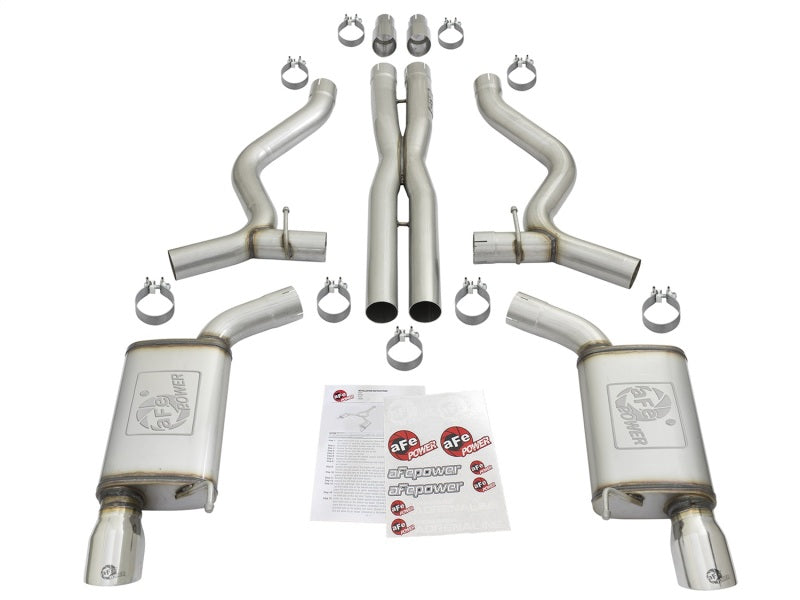 aFe MACHForce XP 3in 304 SS Cat-Back Exhausts w/ Polished Tips 15-17 Ford Mustang GT V8-5.0L/V6-3.7L aFe