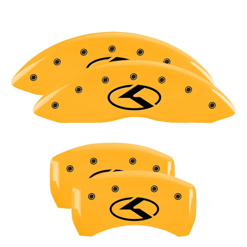 MGP 4 Caliper Covers Engraved Front & Rear 18 Kia Stinger Base Yellow w/ Circle K (KIA) MGP