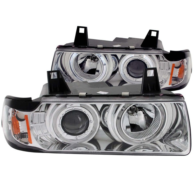 ANZO 1992-1998 BMW 3 Series E36 Projector Headlights w/ Halo Chrome G2 1 pc - eliteracefab.com