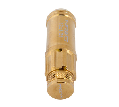 NRG 700 Series M12 X 1.25 Steel Lug Nut w/Dust Cap Cover Set 21 Pc w/Locks & Socket - Chrome Gold - LN-LS710CG-21