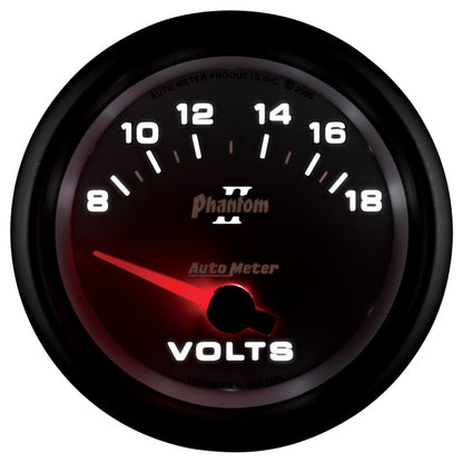 Autometer Phantom II 2-5/8in 18V Electric Voltmeter Gauge 7891