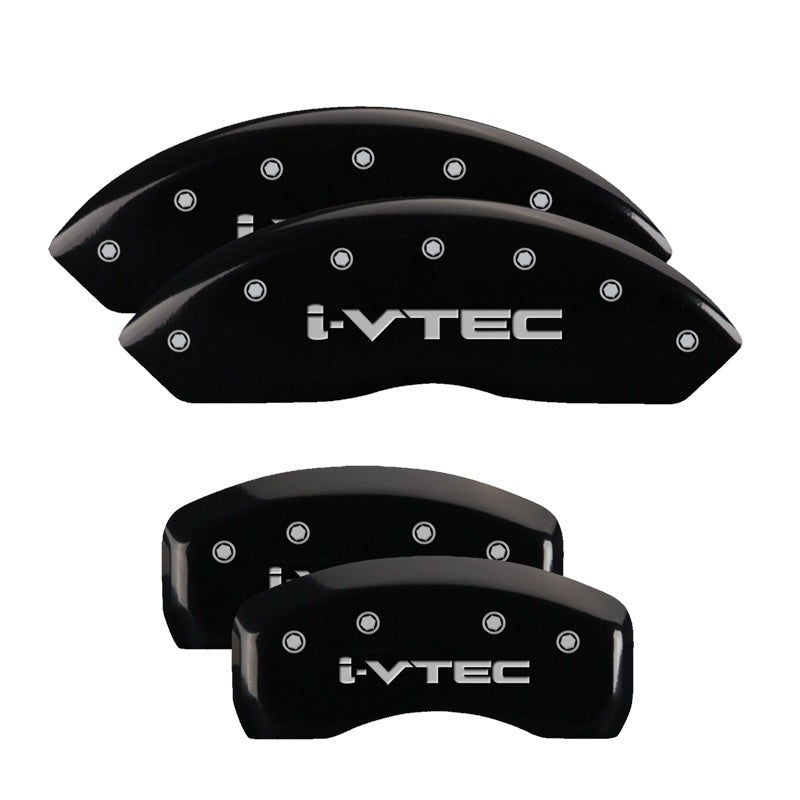 MGP 4 Caliper Covers Engraved Front & Rear i-Vtec Black finish silver ch MGP