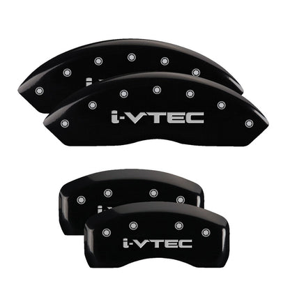 MGP 4 Caliper Covers Engraved Front & Rear i-Vtec Black finish silver ch MGP