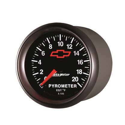 AutoMeter Gauge Pyrometer (Egt) 2-1/16in. 2000 Deg. F Stepper Motor Chevy Red Bowtie Black 3645-00406