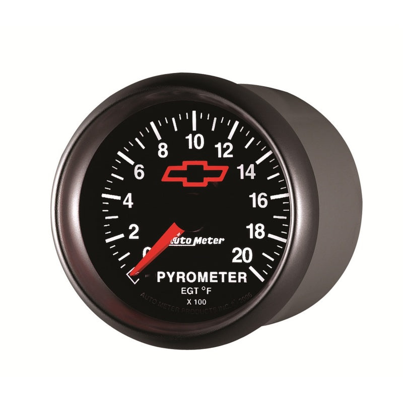 AutoMeter Gauge Pyrometer (Egt) 2-1/16in. 2000 Deg. F Stepper Motor Chevy Red Bowtie Black