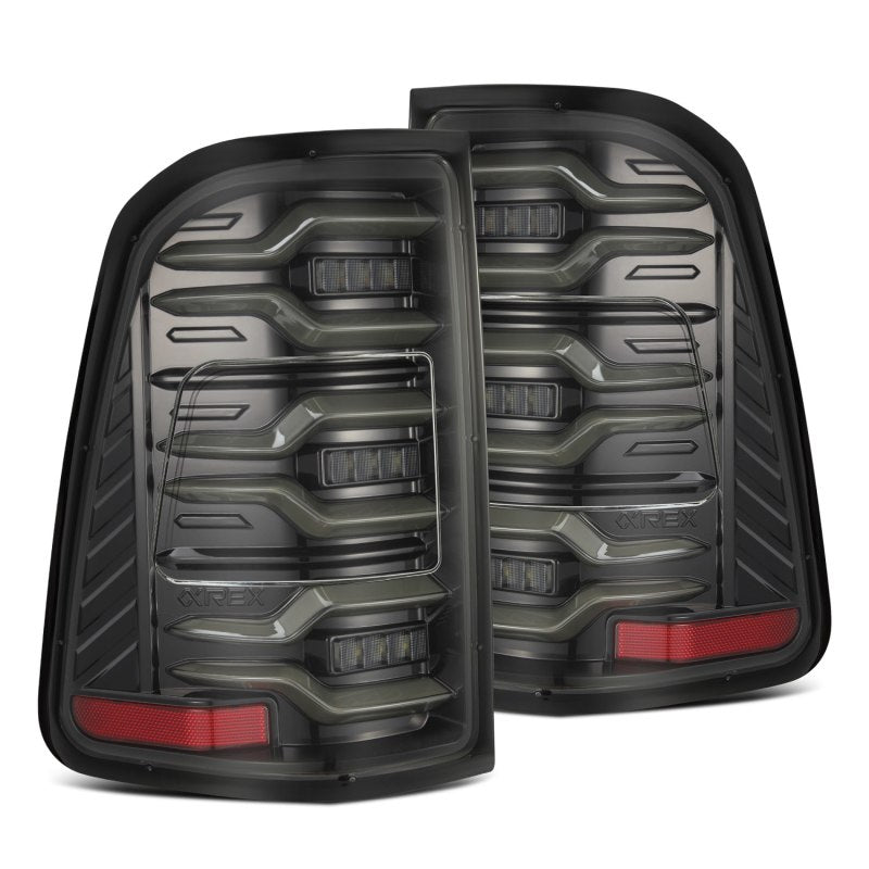 AlphaRex 640030 19-21 Dodge Ram 1500 Luxx-Series LED Tail Lights Alpha-Black w/Activ Light/Seq Signal