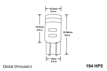 Diode Dynamics 194 LED Bulb HP5 LED - Blue Short (Pair)