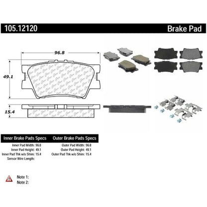 POSIQUIET TOYOTA CERAMIC REAR BRAKE PADS, 105.12120 - eliteracefab.com