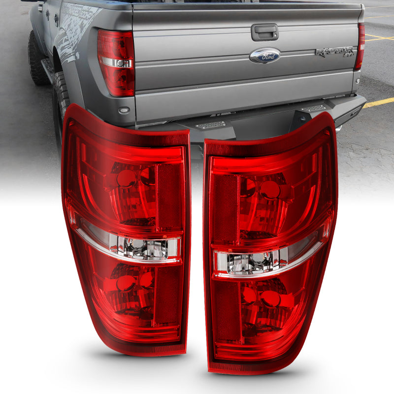 ANZO 2009-2014 Ford F-150 Euro Taillight Red/Clear (W/O Bulb) - eliteracefab.com