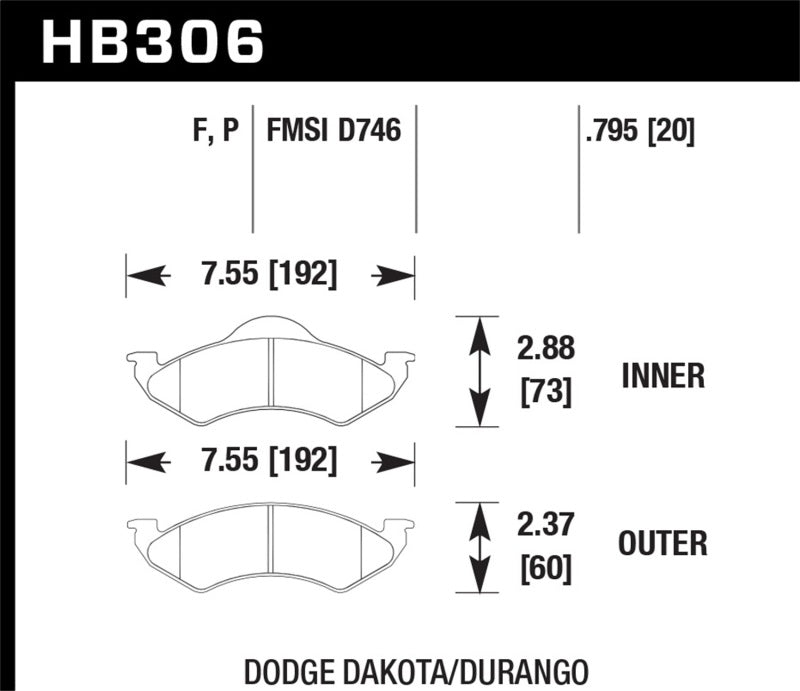 Hawk Performance HPS Brake Pads - HB306F.795 Hawk Performance