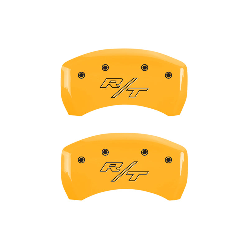MGP 4 Caliper Covers Engraved Front & Rear Cursive/Challenger Black finish silver ch MGP