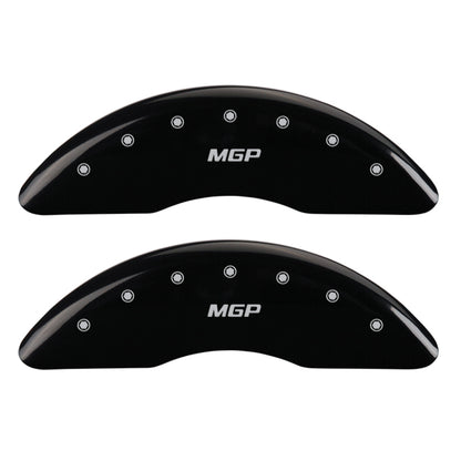 MGP 4 Caliper Covers Engraved Front & Rear MGP Black Finish Silver Char 2016 Cadillac CT6 MGP