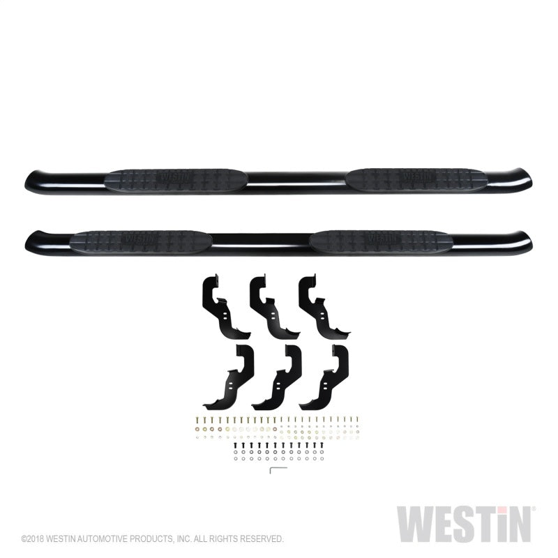 Westin 2019 Chevrolet Silverado/Sierra 1500 Crew Cab Non LD PRO TRAXX 4 Oval Nerf Step Bars - Black - eliteracefab.com