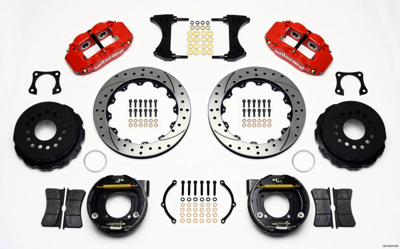 Wilwood Narrow Superlite 4R Rear P-Brk Kit 12.88in Drilled Red 58-64 Olds/Pontiac Ends 2.81in Offset Wilwood
