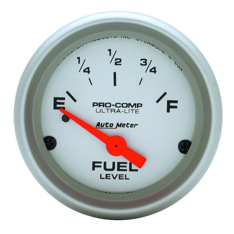 Autometer Ultra-Lite 52mm 0 OHMS Empty/30 OHMS Full Short Sweep Electronic Fuel Level Gauge 4317