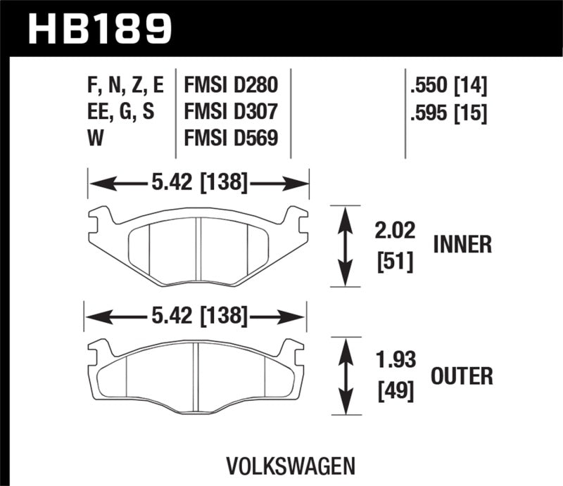 Hawk Performance DTC-60 Front Brake Pads - HB189G.595