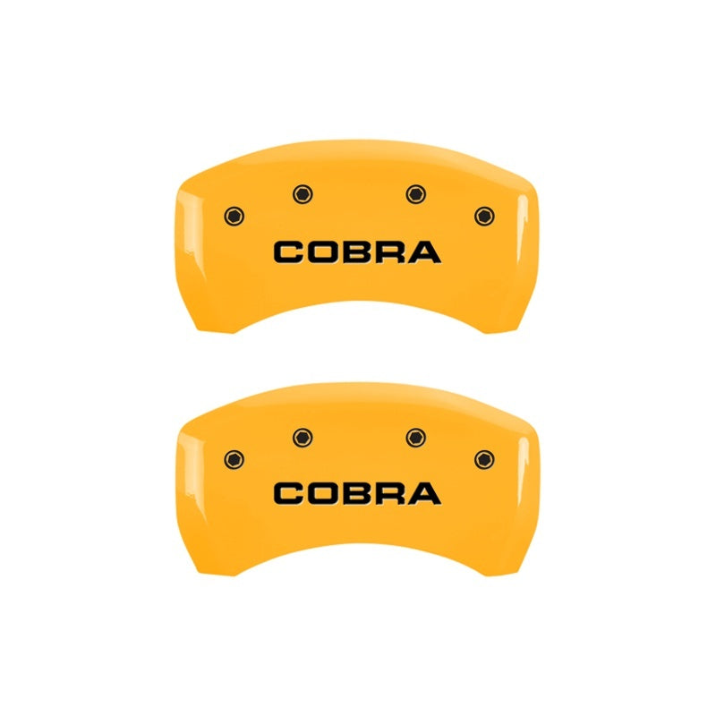 MGP Rear set 2 Caliper Covers Engraved Rear Cobra Yellow finish black ch MGP