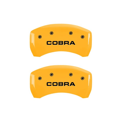 MGP Rear set 2 Caliper Covers Engraved Rear Cobra Yellow finish black ch MGP