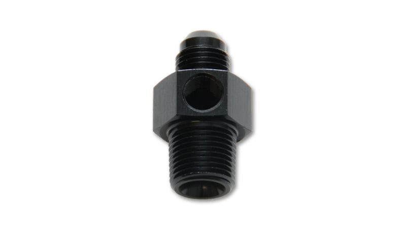 Vibrant Performance Male AN Flare to Male NPT Union Adapter with 1/8in NPT Port, -6AN, 1/4in Male NPT, Automotive Performance Fabrication - Part 16495