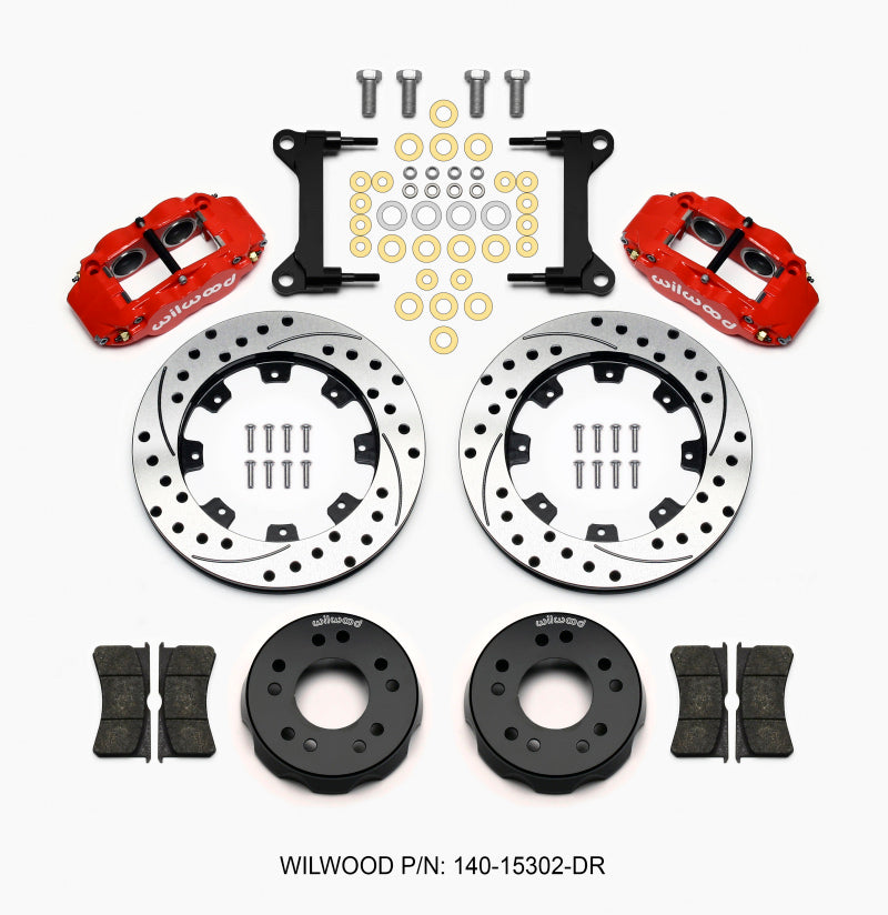 Wilwood Narrow Superlite 6R Front Kit 12.19in Drilled Red 63-87 C10 w/ Wilwood Pro Spindles Wilwood