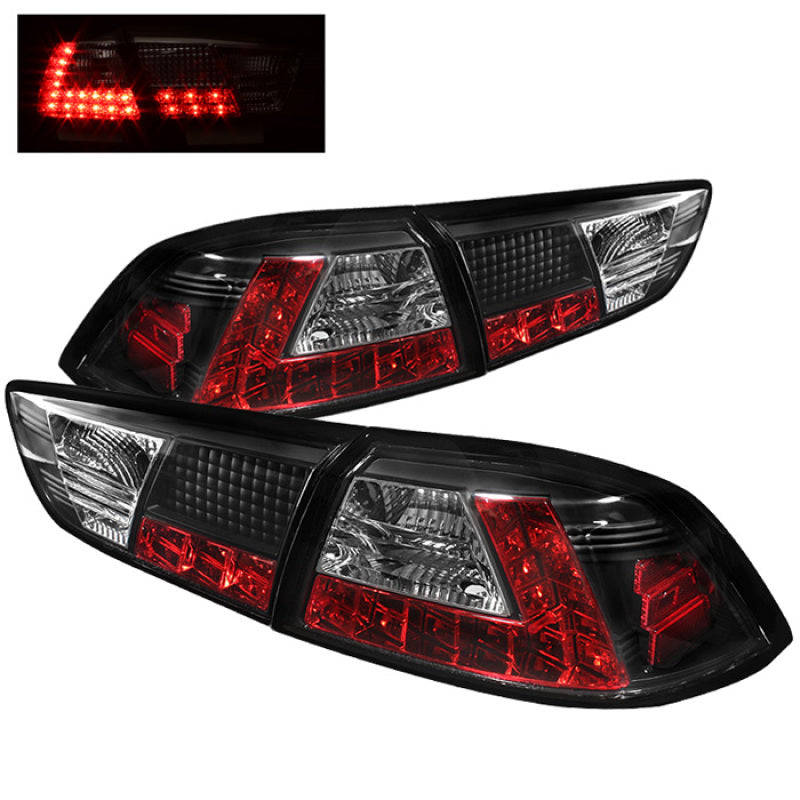 Spyder Mitsubishi Lancer/Evolution X 08-14 LED Tail Lights Blk ALT-YD-MITEVO1008-LED-BK - eliteracefab.com