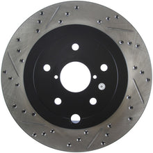 Load image into Gallery viewer, StopTech 08+ Subaru STI (Will Not Fit 05-07) Slotted &amp; Drilled Sport Brake Rotor - eliteracefab.com