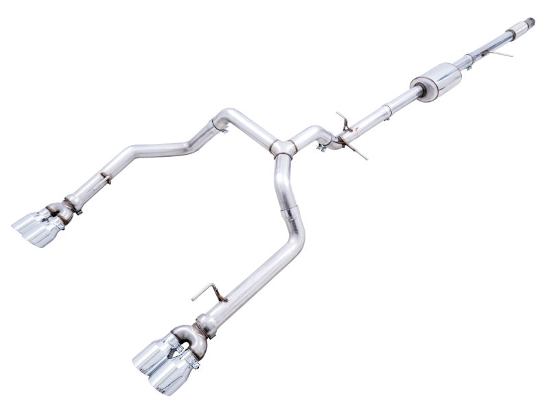 AWE Tuning 4th Gen GM 1500 5.3L 0FG Catback Split Rear Exit (w/ Bumper Cutouts) - Quad Chrome Tips - eliteracefab.com