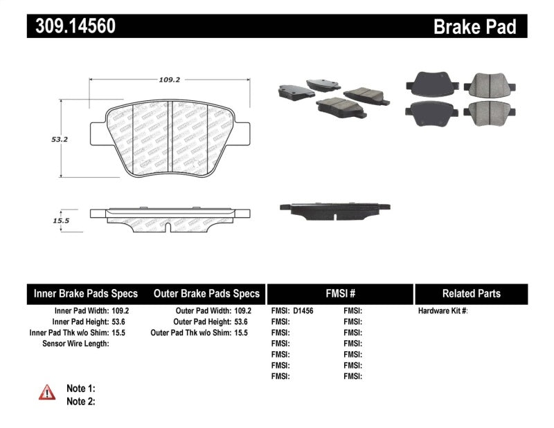 STOPTECH PERFORMANCE VOLKSWAGEN REAR BRAKE PADS, 309.14560 - eliteracefab.com