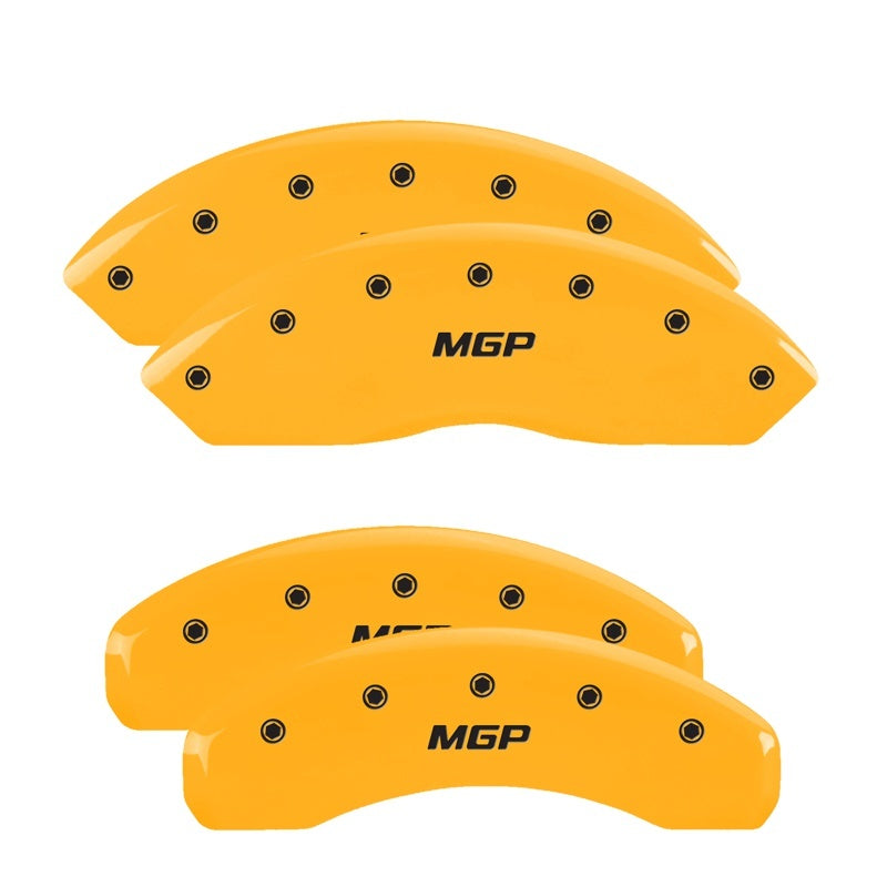 MGP 4 Caliper Covers Engraved Front & Rear Escalade Yellow finish black ch MGP
