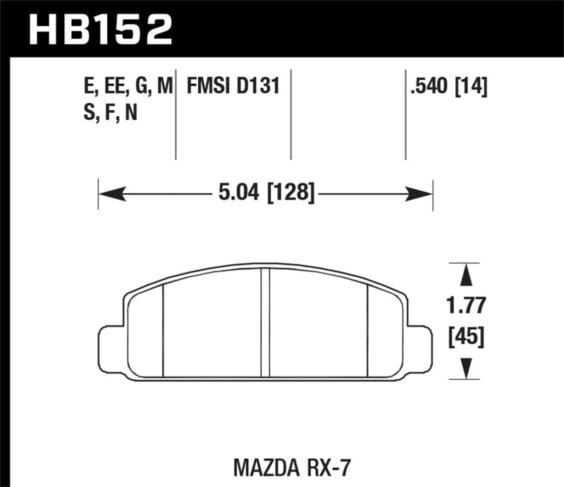 Hawk Mazda RX-7 HPS Street Front Brake Pads - eliteracefab.com