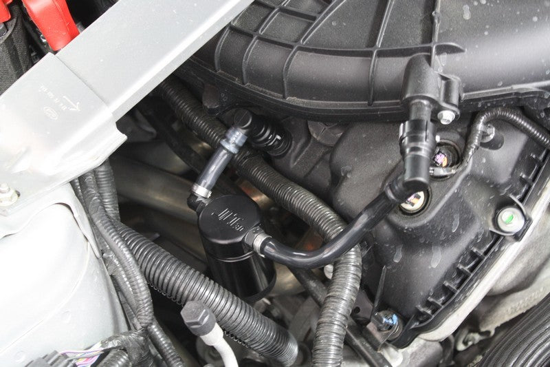 J&L 11-17 Ford Mustang V6 Passenger Side Oil Separator 3.0 - Black Anodized - eliteracefab.com
