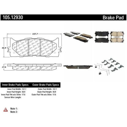 POSIQUIET TOYOTA CERAMIC FRONT BRAKE PADS, 105.12930 - eliteracefab.com