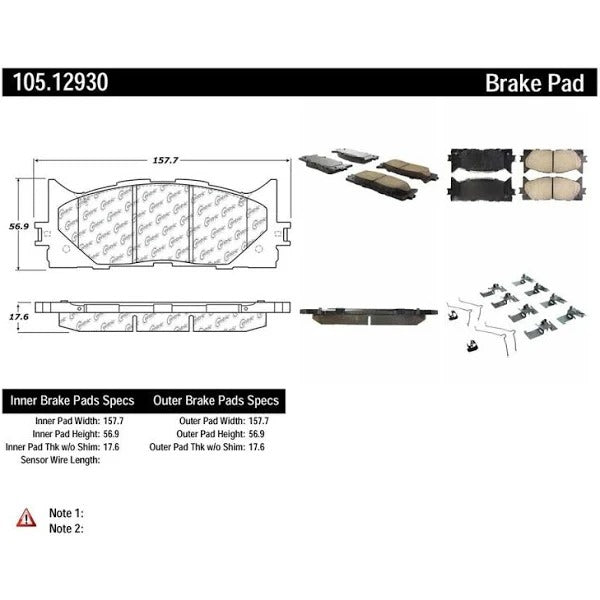 POSIQUIET TOYOTA CERAMIC FRONT BRAKE PADS, 105.12930 - eliteracefab.com