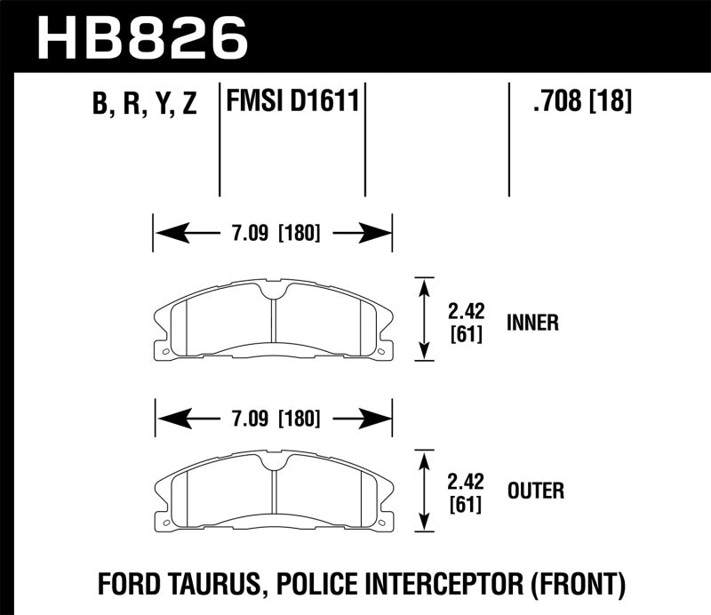 Hawk 13-16 Ford Taurus SHO / 13-16 Lincoln MKS HPS 5.0 Front Brake Pads - eliteracefab.com