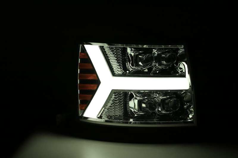 AlphaRex 880207 07-13 Chevy 1500HD NOVA LED Proj Headlights Plank Style Chrm w/Activ Light/Seq Signal