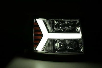 AlphaRex 880207 07-13 Chevy 1500HD NOVA LED Proj Headlights Plank Style Chrm w/Activ Light/Seq Signal