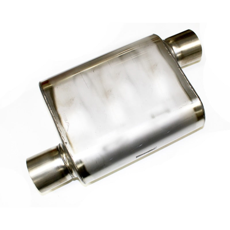 JBA Universal Chambered Style 304SS Muffler 11x9.75x4 3in Inlet Diameter Offset/Offset JBA