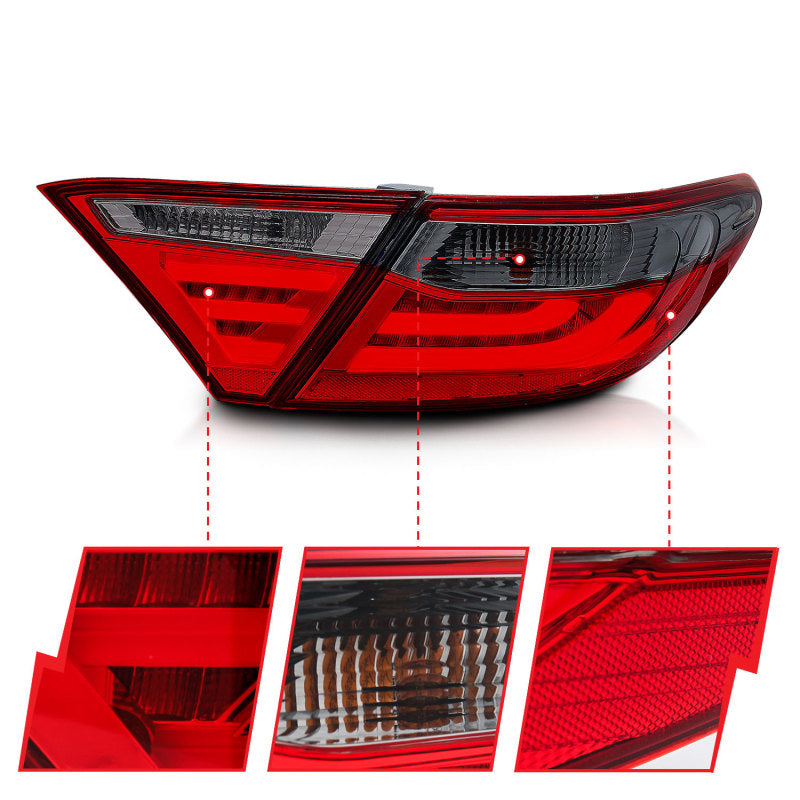 ANZO USA Toyota Camry 4dr Led Taillights Smoke; 2015-2017 - eliteracefab.com