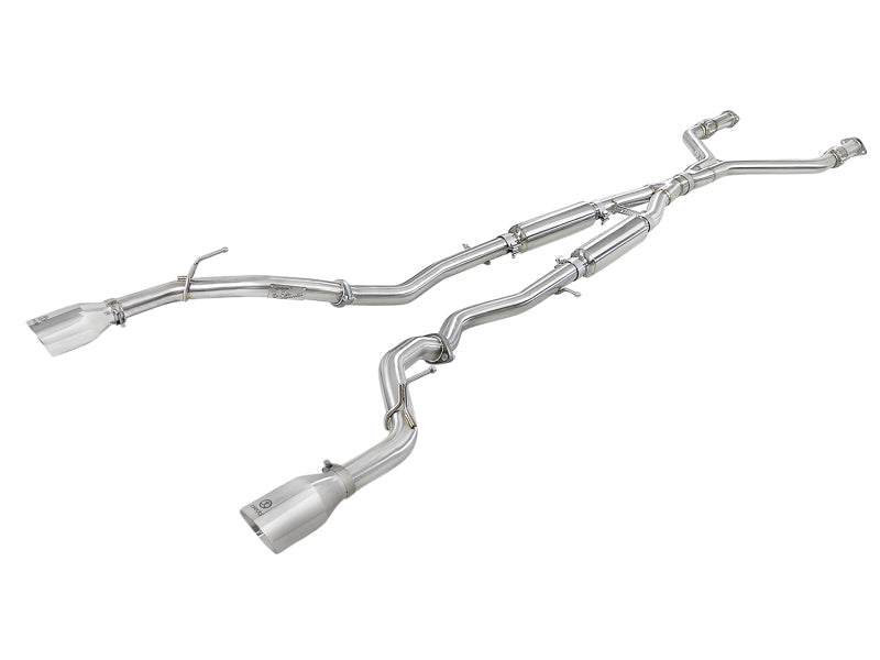 aFe POWER Takeda 2.5in 304 SS CB Exhaust w/ Polished Tips 17-19 Infiniti Q60 V6-3.0L (tt) - eliteracefab.com