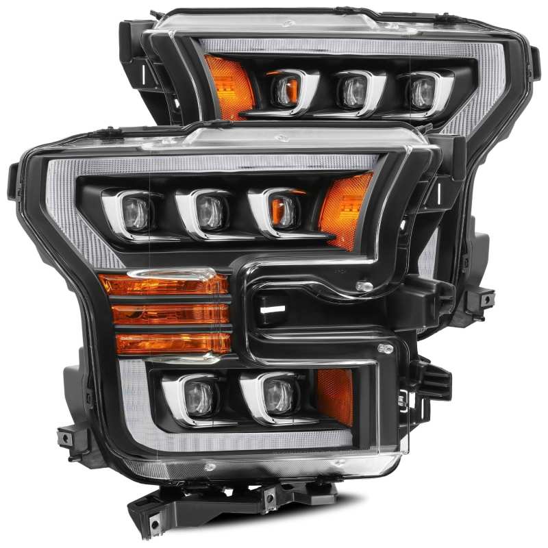 AlphaRex 880152 17-20 Ford Raptor NOVA LED Proj Headlights Plank Style Matte Black w/Activ Light/Seq Signal